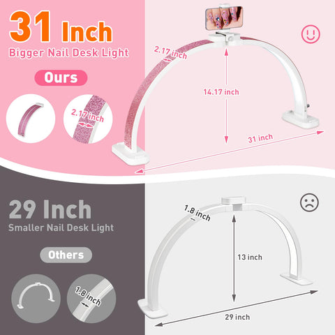 Hitti nail desk lamp with a 3 meter power cord for flexibility.