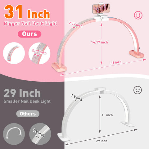 HITTI nail lamp with top phone holder for live streaming and recording.