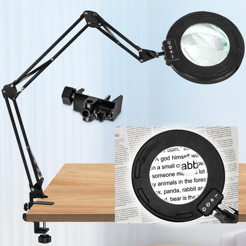 HITTI ultra-long magnifying lamp arm extended for expansive workspaces and precise positioning
