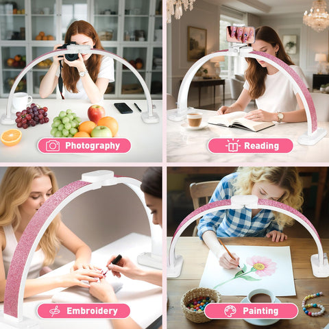 Hitti white finish beauty desk lamp complements professional spaces.