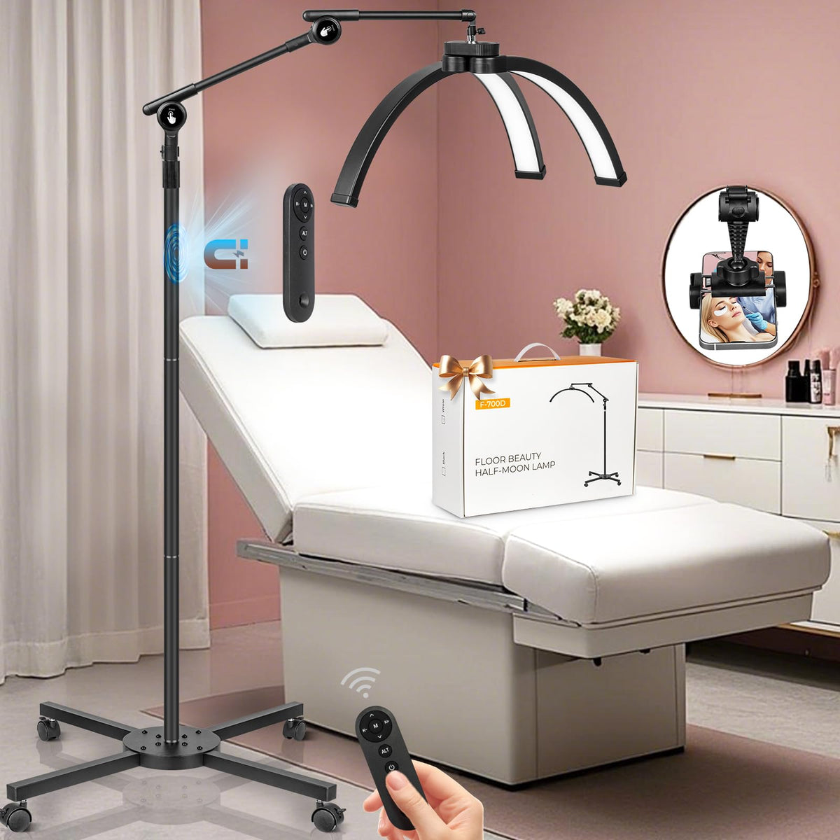 HITTI Half Moon Lash Light tilted for precise eyelash work and shadow-free lighting