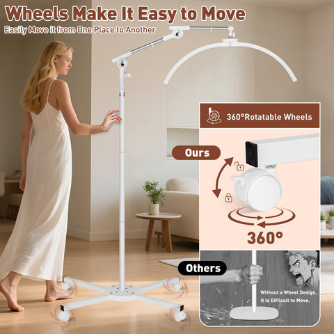 HITTI lash light rolling base allows seamless movement between stations