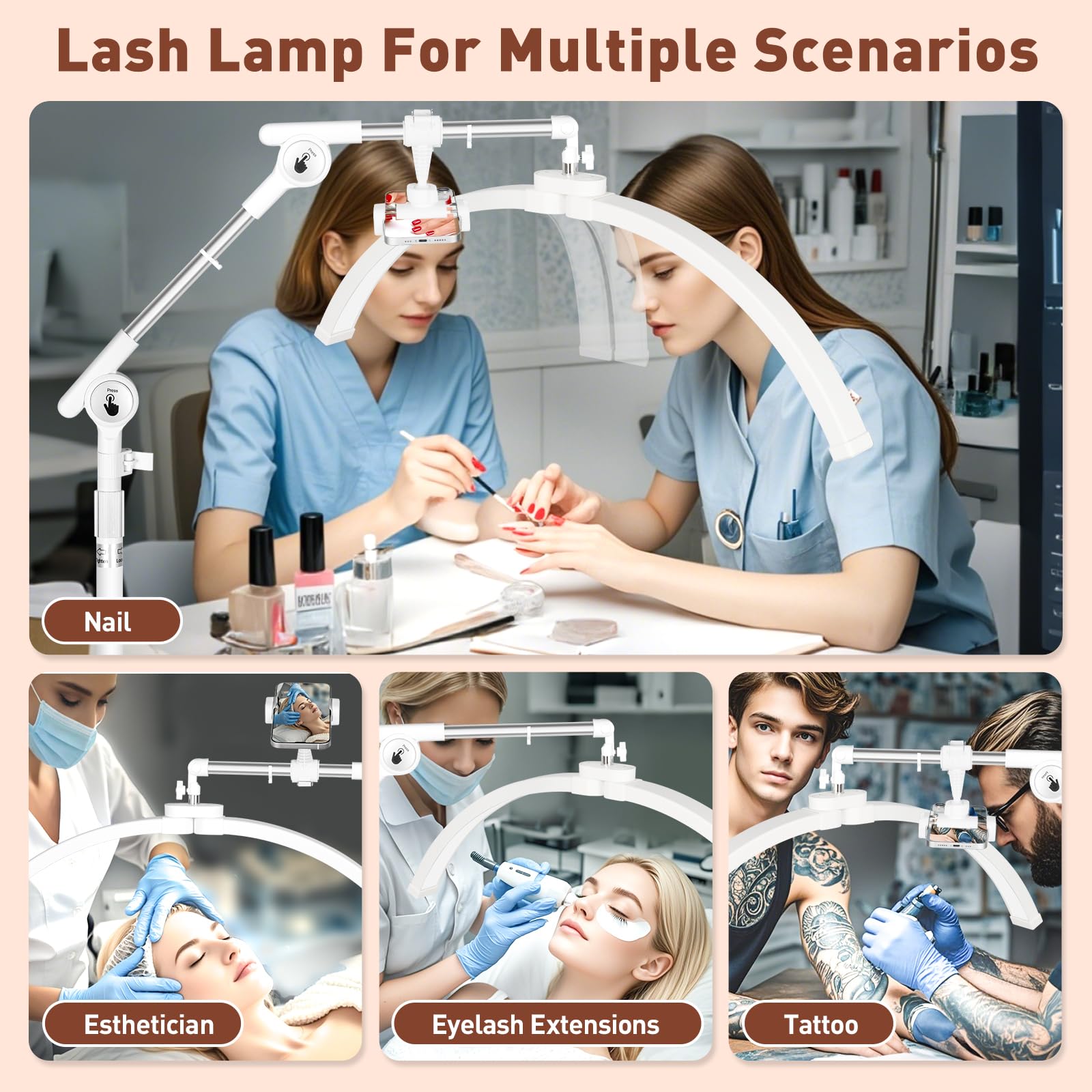 HITTI lash light shadow free illumination supports detailed lash work