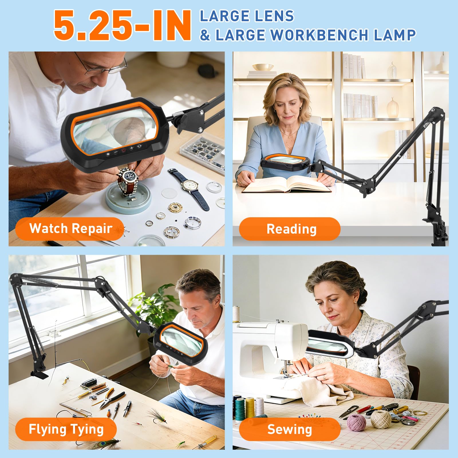 Hittti senior-friendly hands-free magnification for close-up tasks.