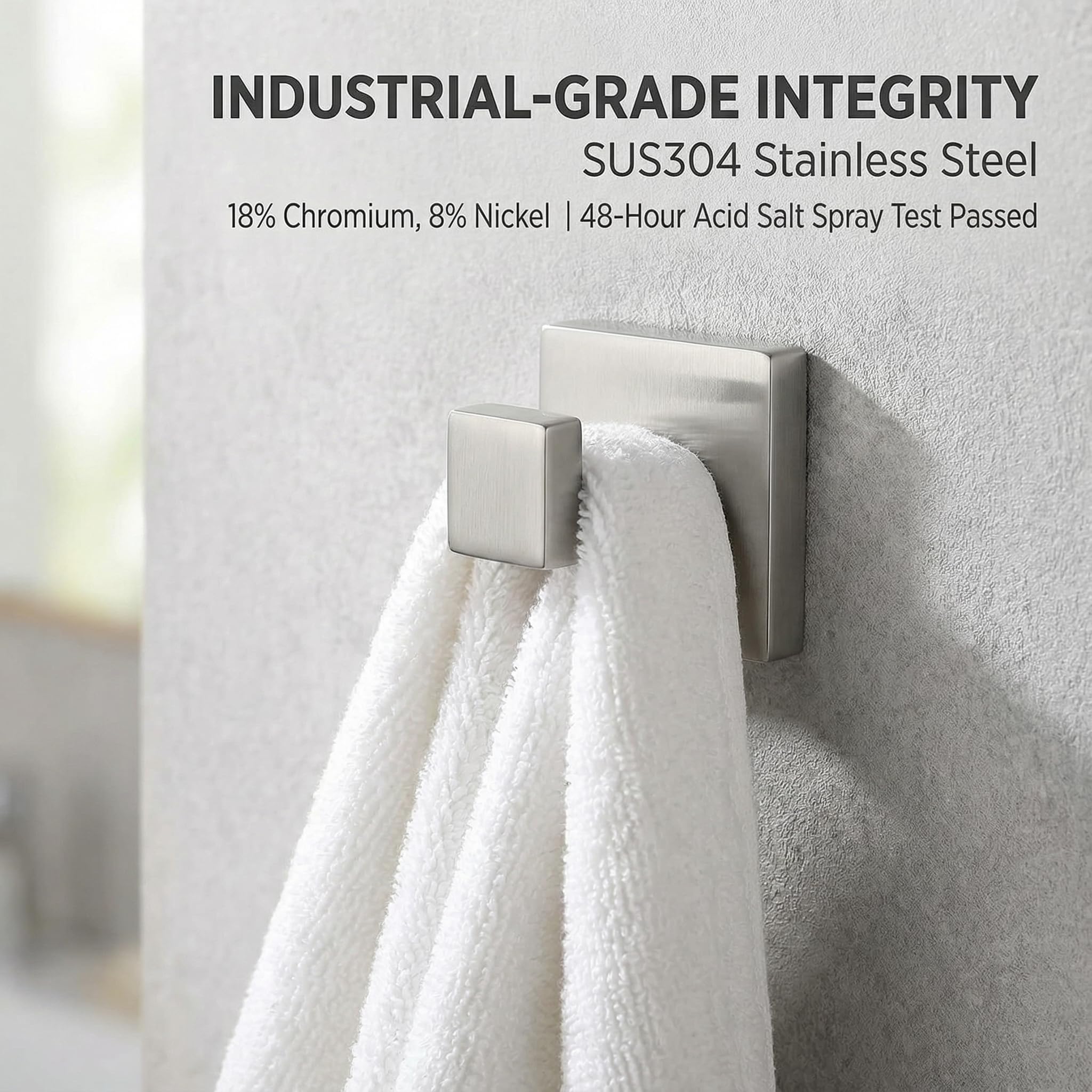 Hiuqixe architectural minimalism towel hook elevates wall decor.