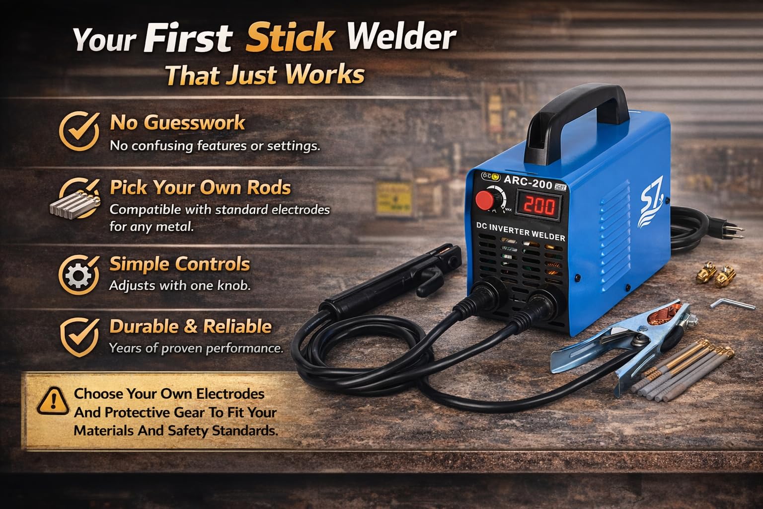 Hiweld S7 ARC-200 in Lift TIG mode ready for precise tasks.