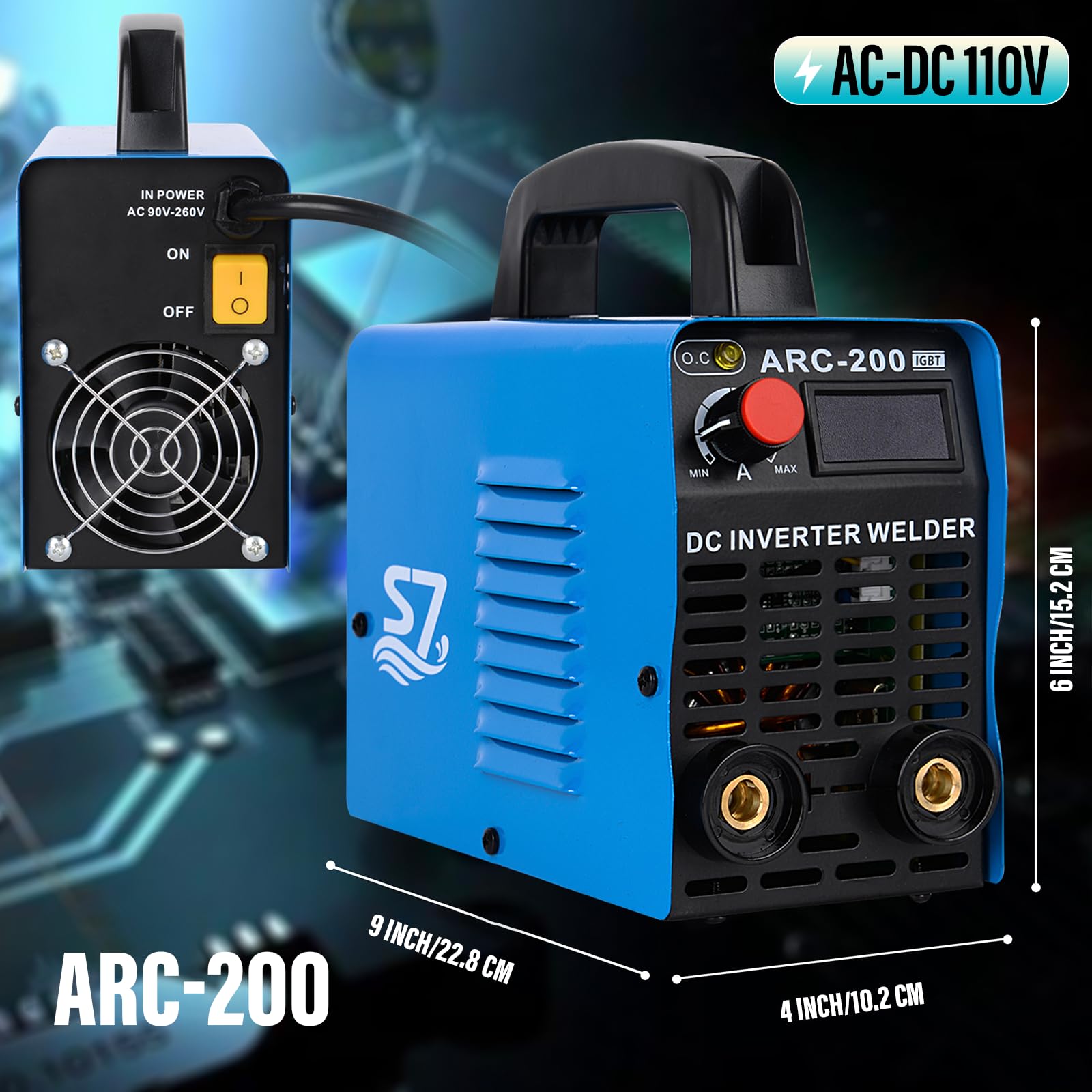 Hiweld S7 ARC-200 stable arc achieved with MCU inverter tech.