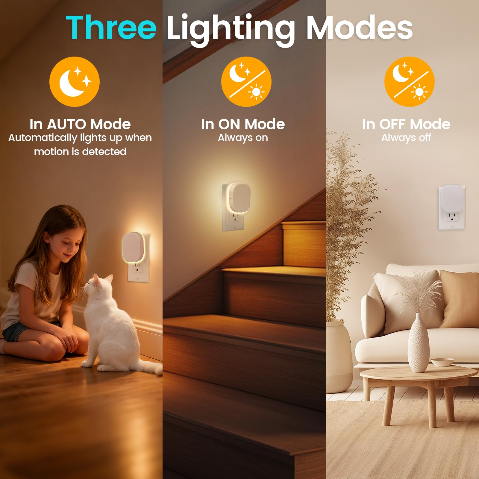 Hiwrolat night light with adjustable brightness from 5 to 70 lumens
