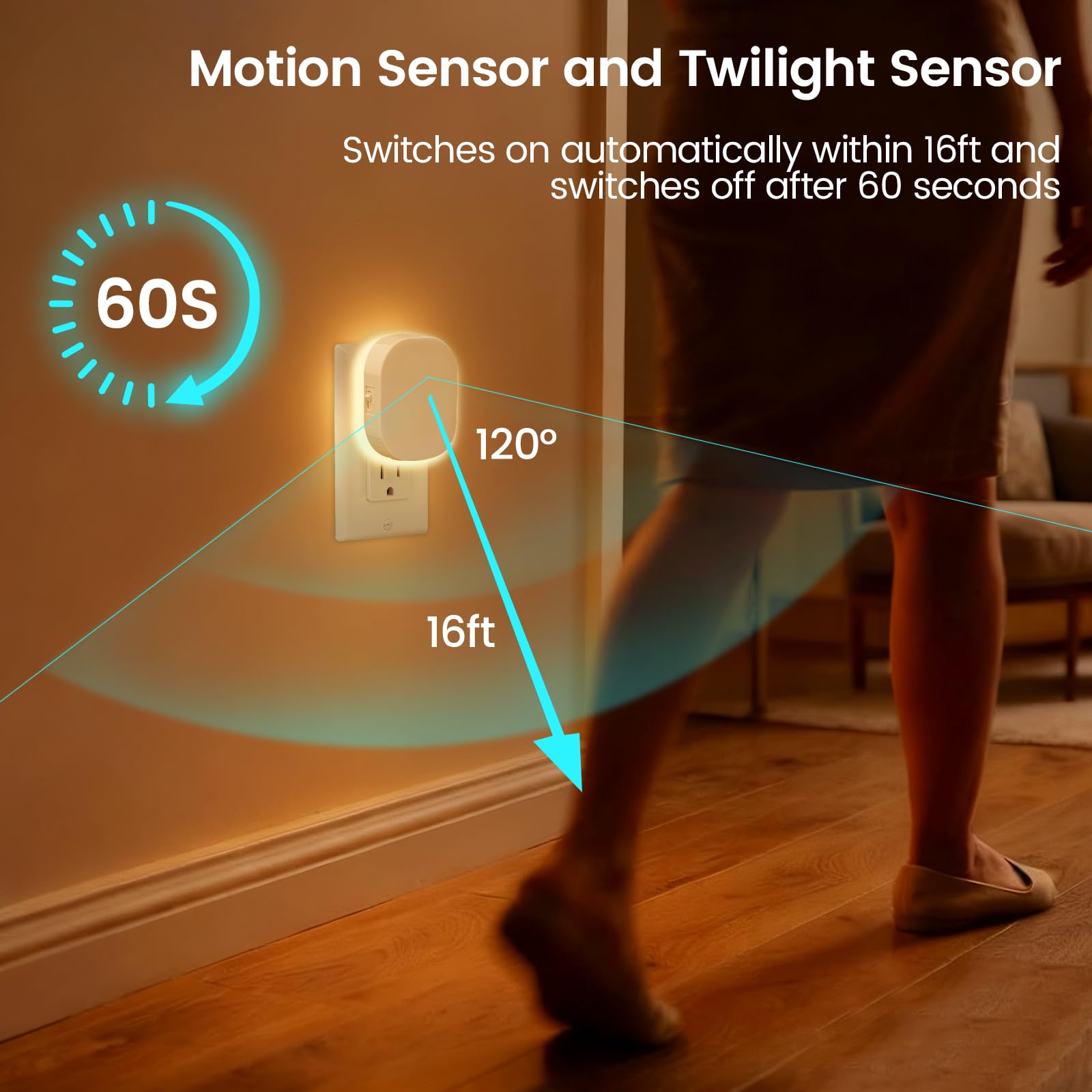 Hiwrolat dusk-to-dawn night light automatically glows in low light