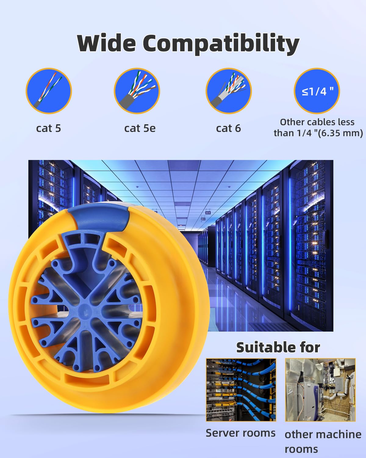 Hixeto Wire Comb used in data cabinet to streamline cable layout.