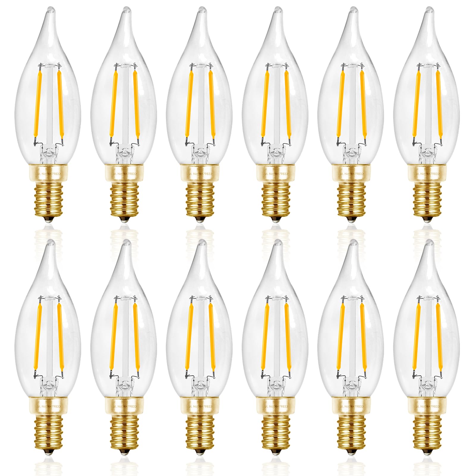 Hizashi 25W LED flame-tip bulb for elegant chandeliers with warm glow.