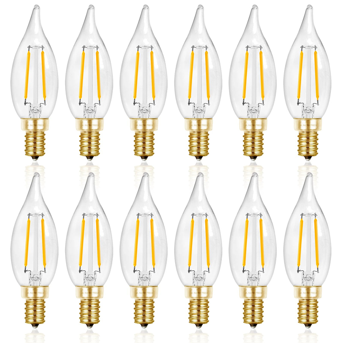 Hizashi 25W LED flame-tip bulb for elegant chandeliers with warm glow.