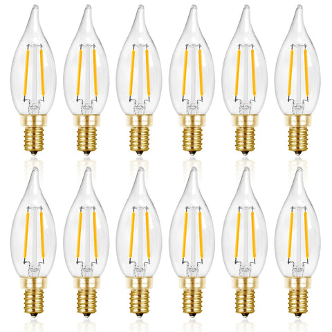 Hizashi 25W LED flame-tip bulb for elegant chandeliers with warm glow.