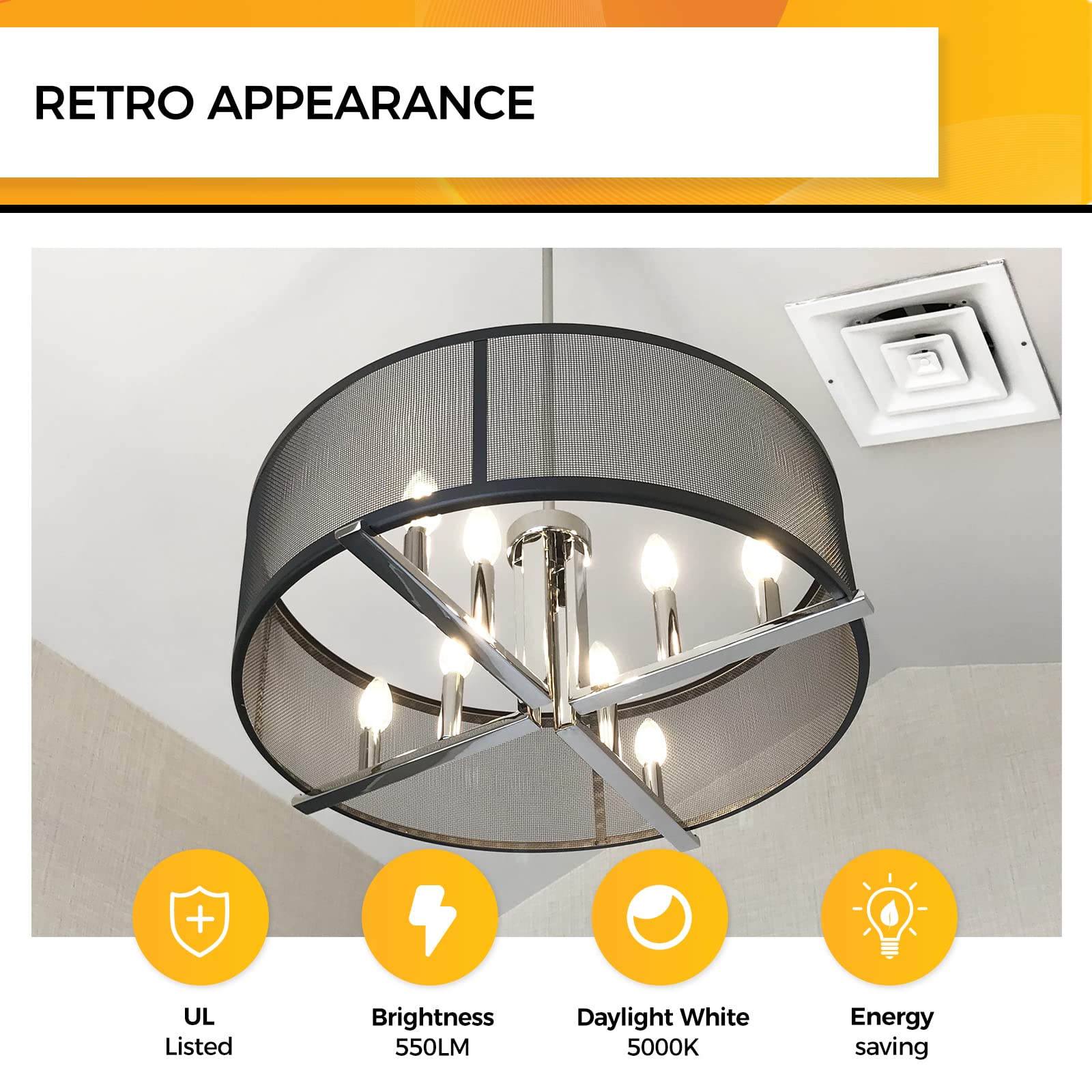 Hizashi 550 lumens E12 candle bulb for efficient lighting