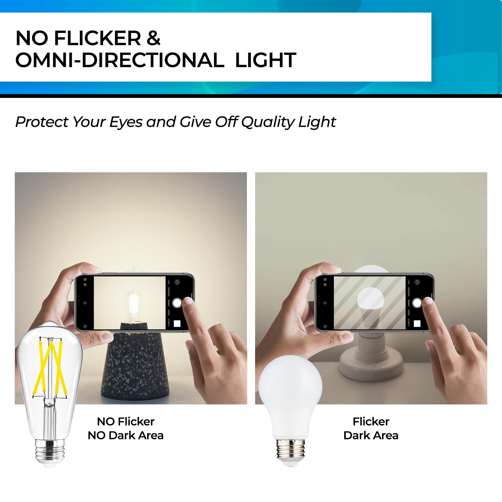 Hizashi 95+ CRI vintage Edison LED bulb renders colors faithfully.
