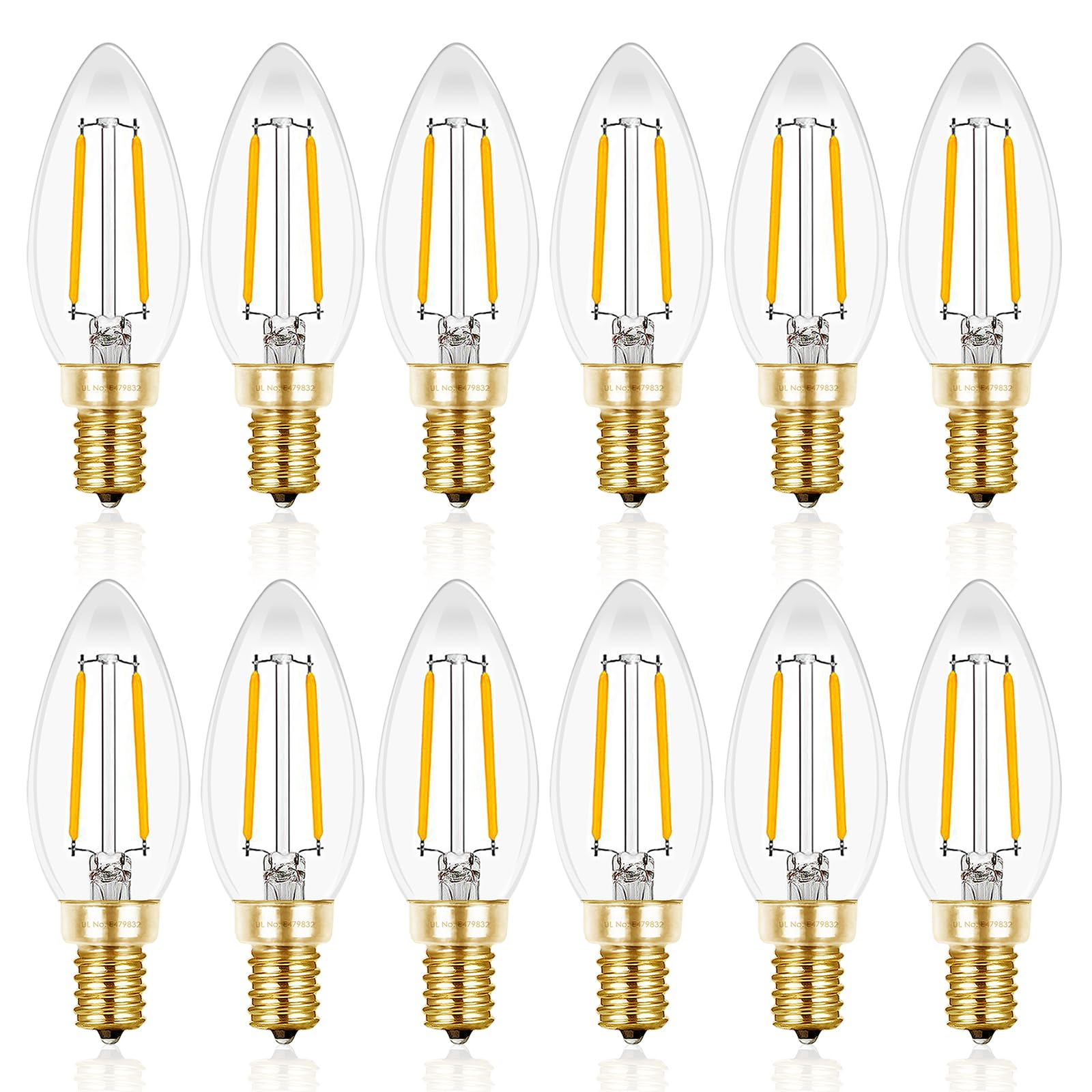 Hizashi candelabra LED bulb 25W pack front for bulk chandelier upgrades