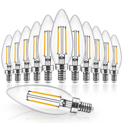 Hizashi candelabra LED bulb with 450 lumens for bright chandeliers.