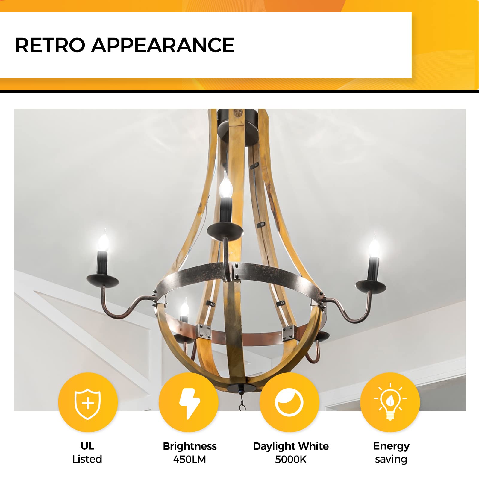 Dimmable Hizashi candle bulbs with smooth 10–100% dimming and no flicker.