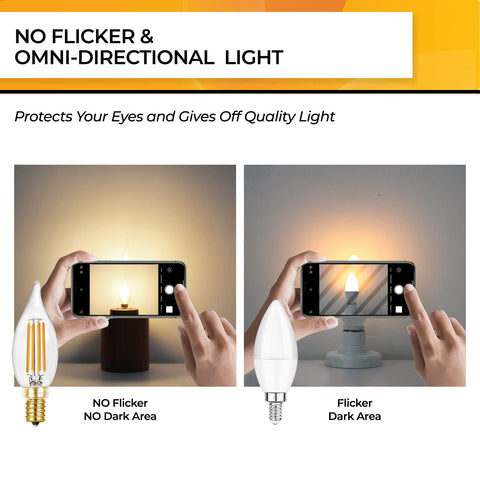 Hizashi E12 base flame-tip glass bulb with retro filament look.