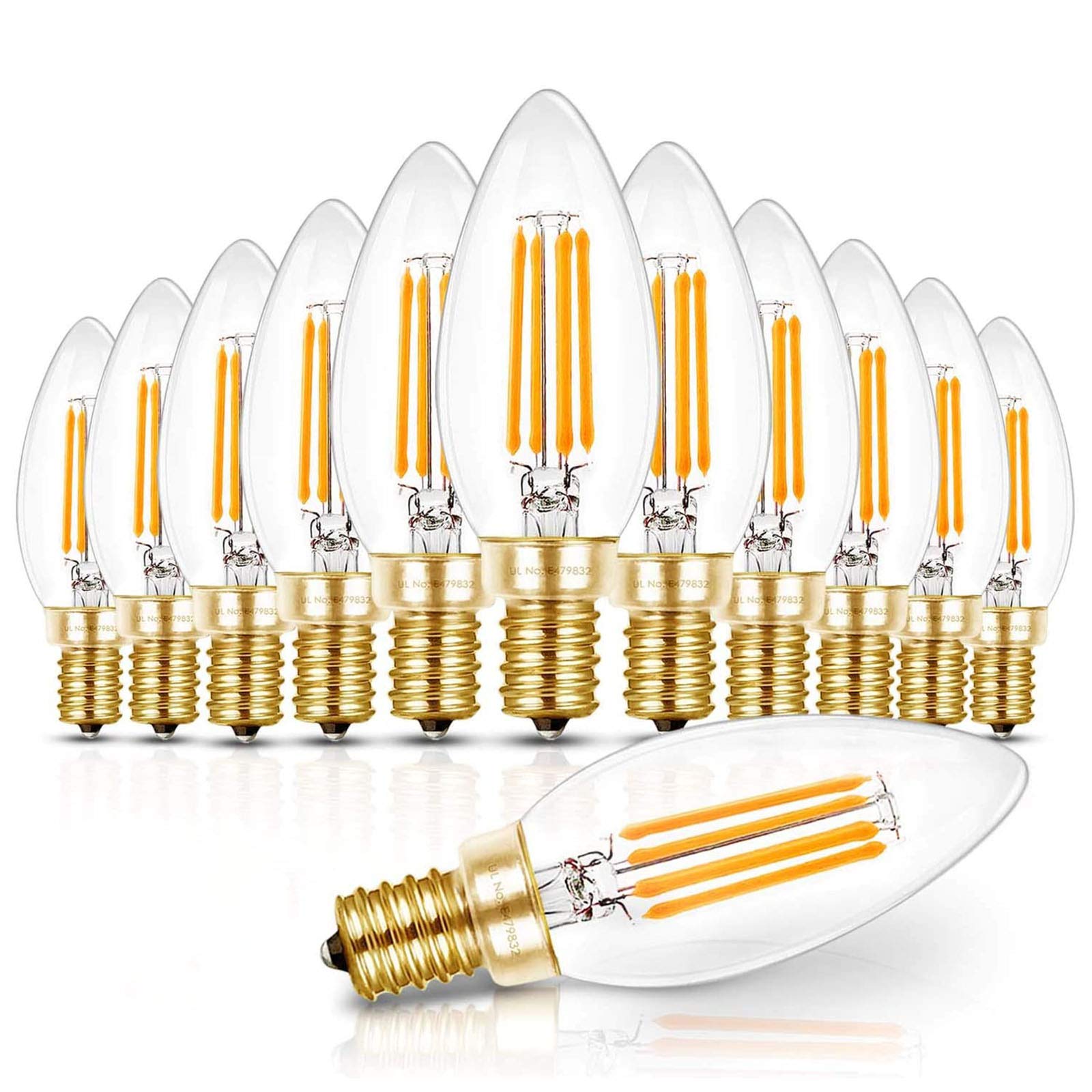 Hizashi E12 candle bulb emits warm 2700K glow for cozy living spaces