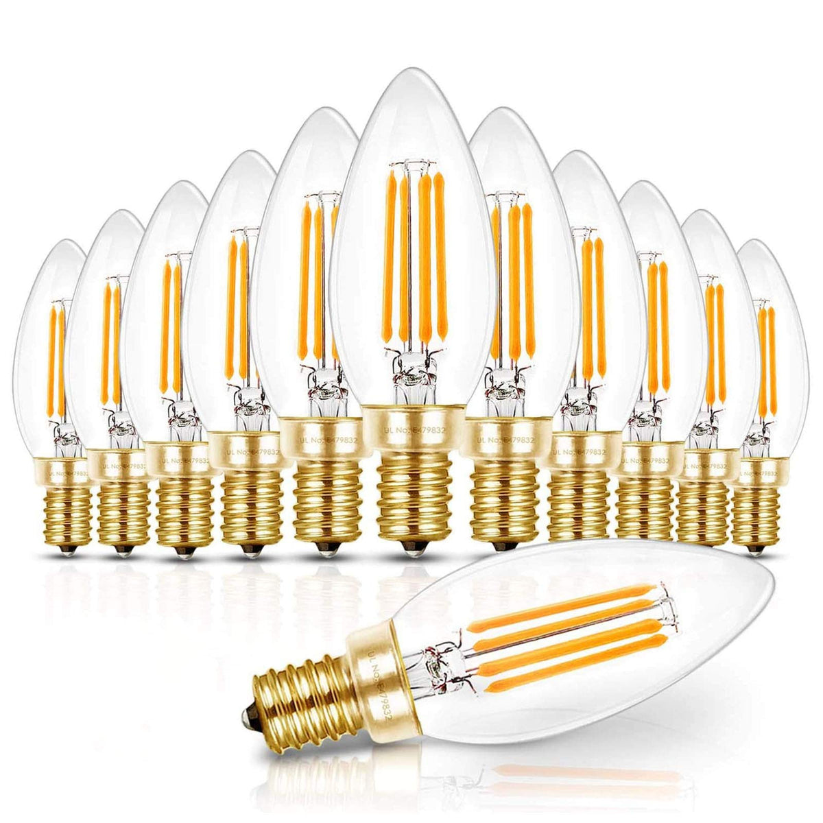 Hizashi E12 candle bulb emits warm 2700K glow for cozy living spaces