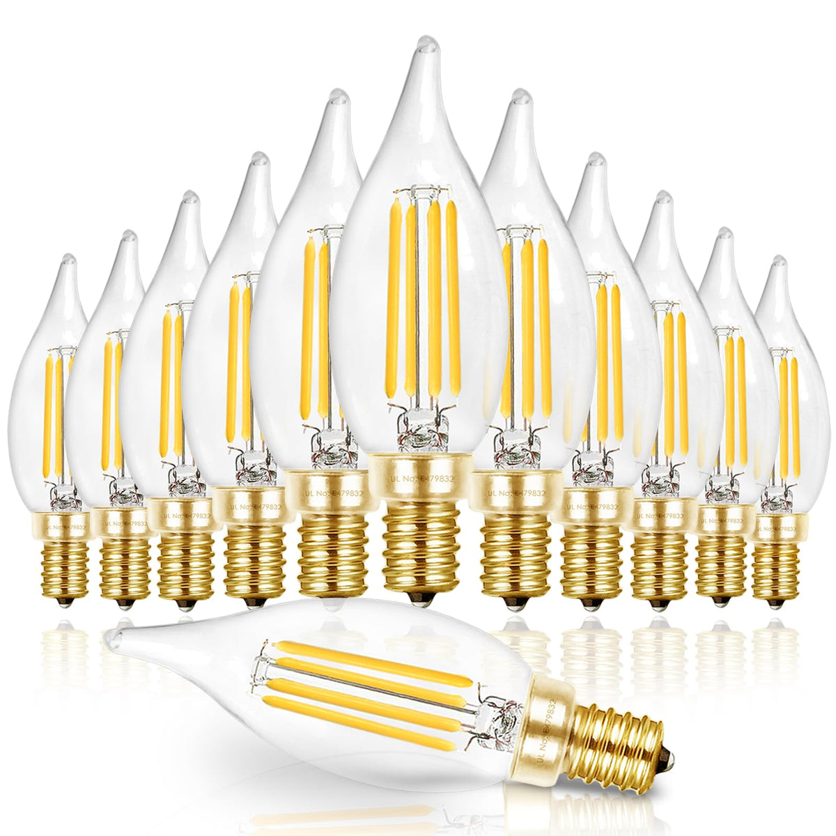 Hizashi E12 candelabra bulb 60W equivalent for bright chandeliers with crisp light