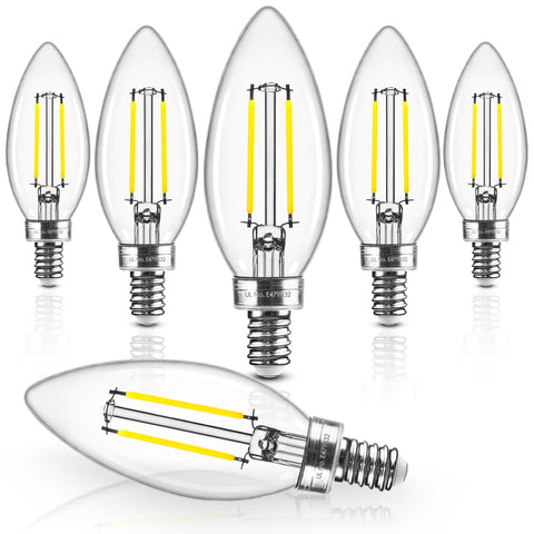Hizashi E12 candle bulb 60W equivalent for crisp daylight task lighting.