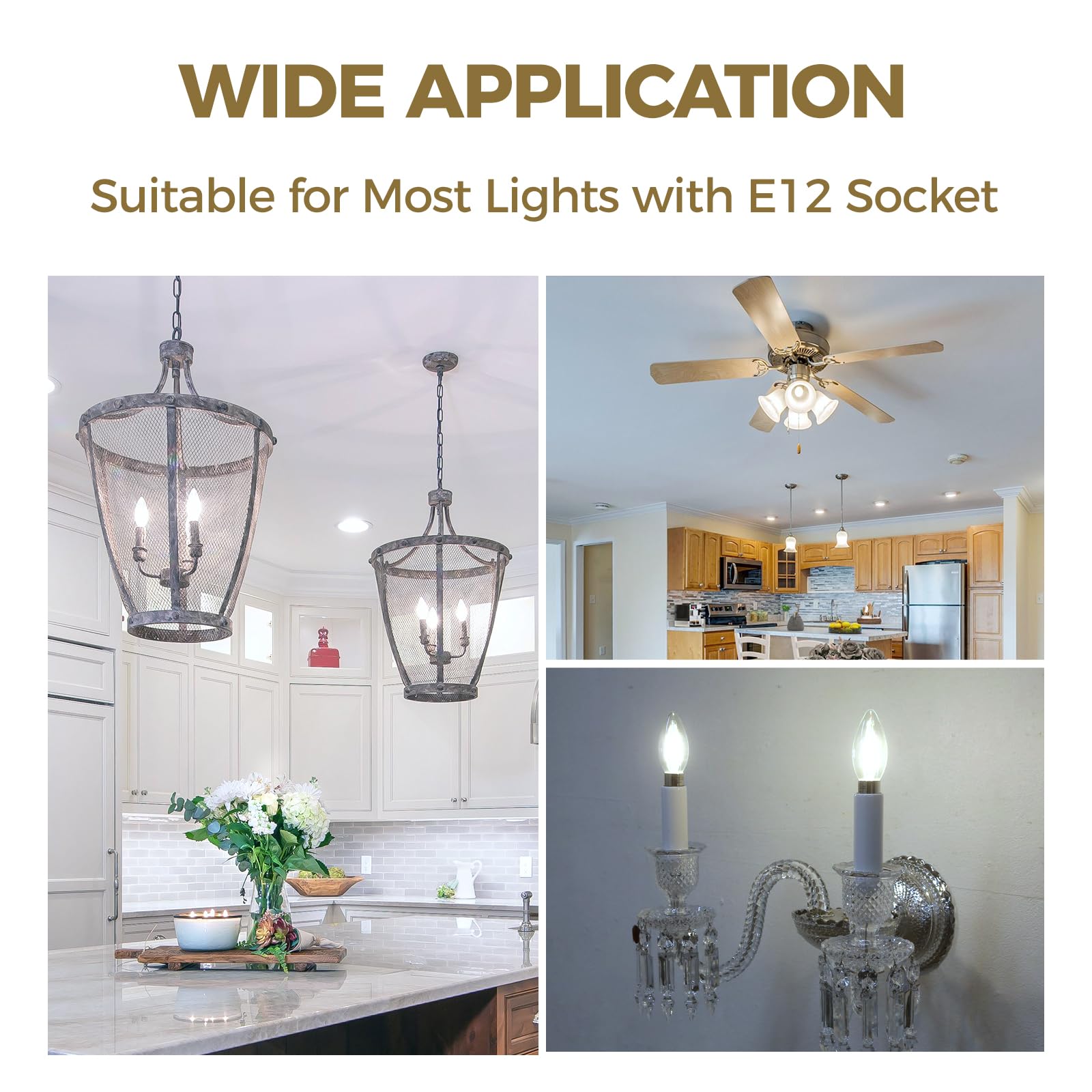 Hizashi E12 candle bulb ideal for dining room chandeliers and decorative fixtures.