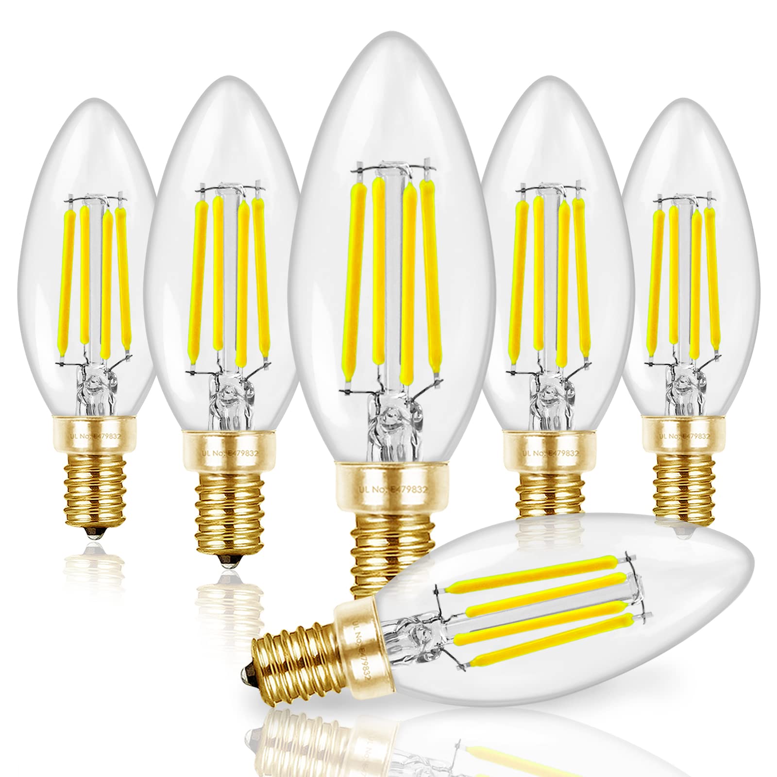 Hizashi E12 LED dimmable bulb ideal for chandeliers, delivering 60W-equivalent brightness