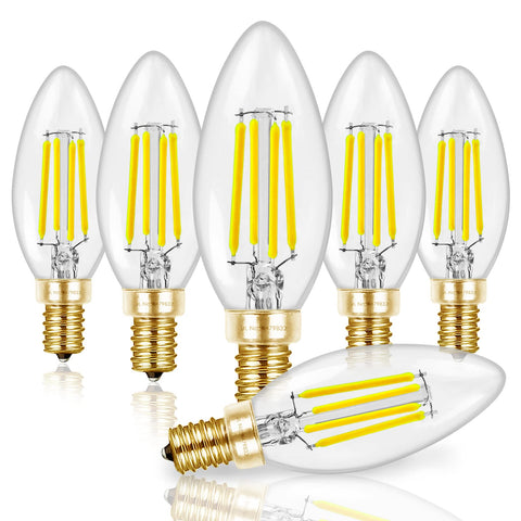 Hizashi E12 LED dimmable bulb ideal for chandeliers, delivering 60W-equivalent brightness