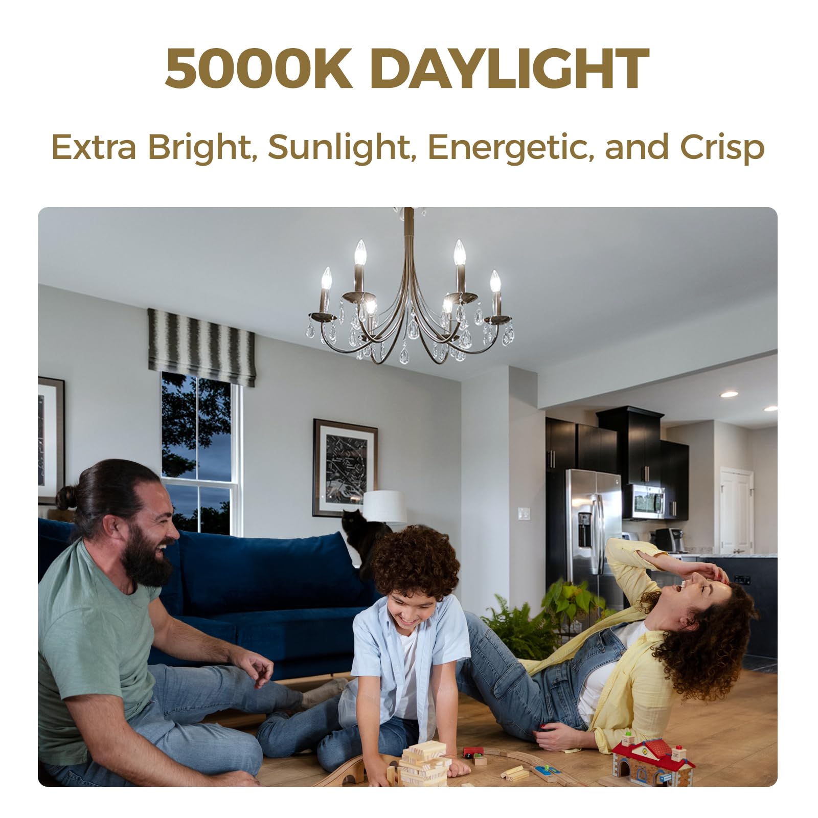 Hizashi E12 LED candle bulb delivers 550 lumens for energy-efficient living spaces.