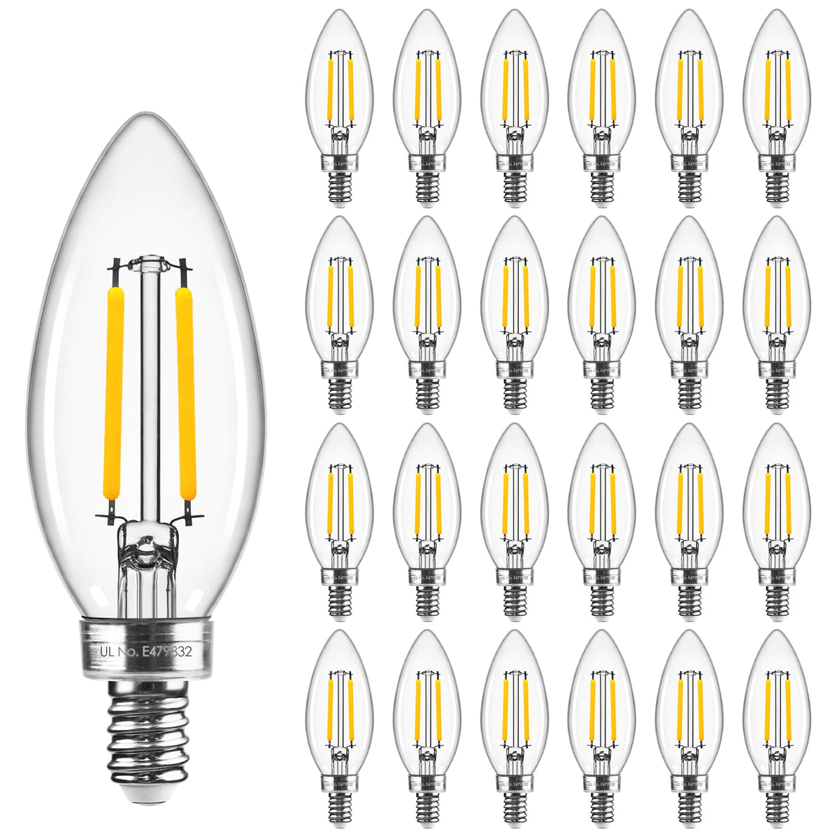 Hizashi E12 LED candle bulb in soft white 3000K creates cozy living room ambiance.