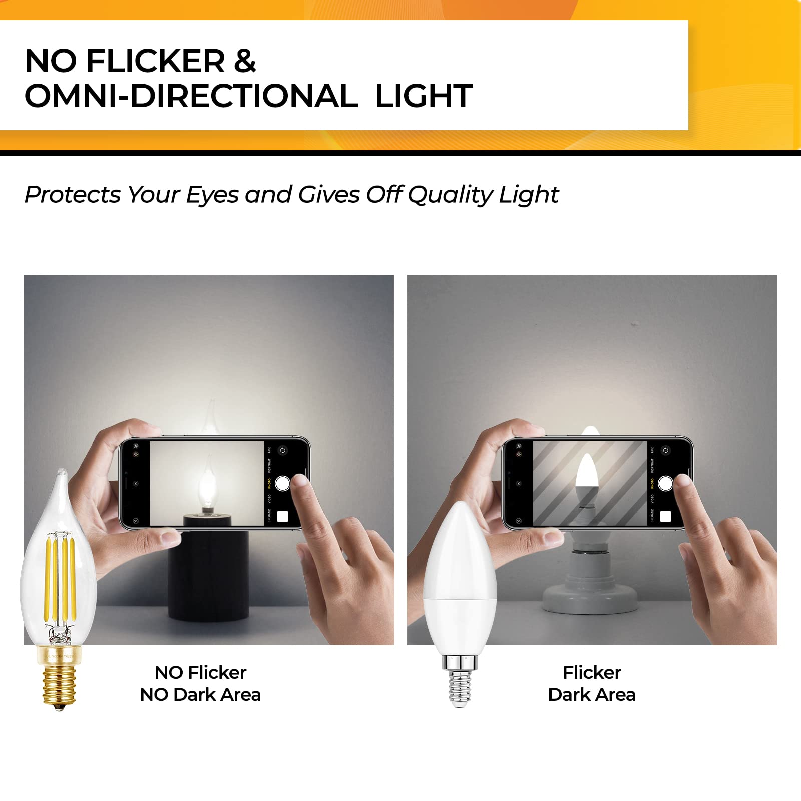 Hizashi E12 long-life 25000h bulb minimizes replacements in chandeliers and sconces