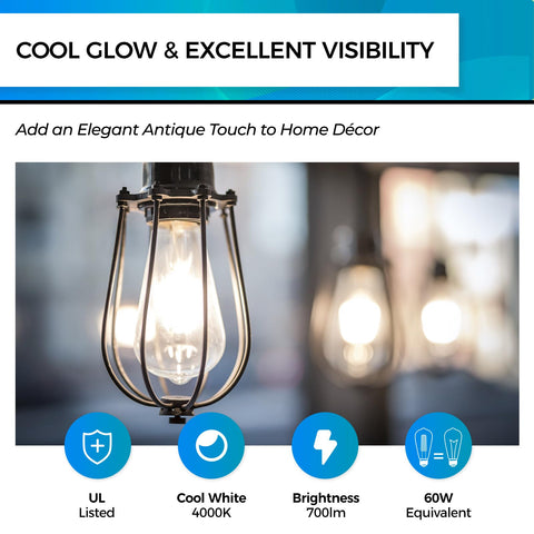 Hizashi E26 LED bulb 4000K cool white provides bright, natural illumination.
