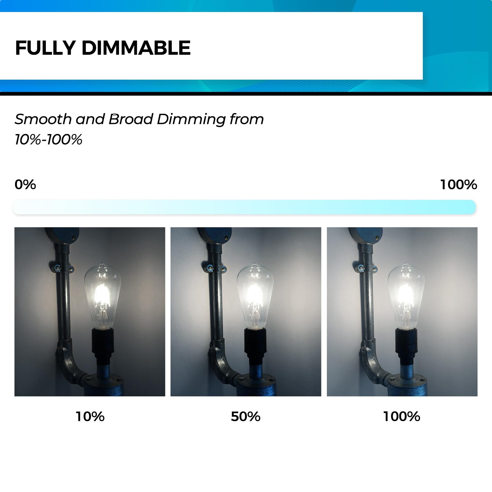 Hizashi dimmable Edison bulb showing 5000K daylight for task lighting