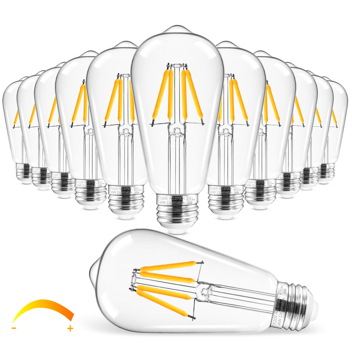 Hizashi Edison bulbs in clear glass for vintage ambience and dimmable brightness.