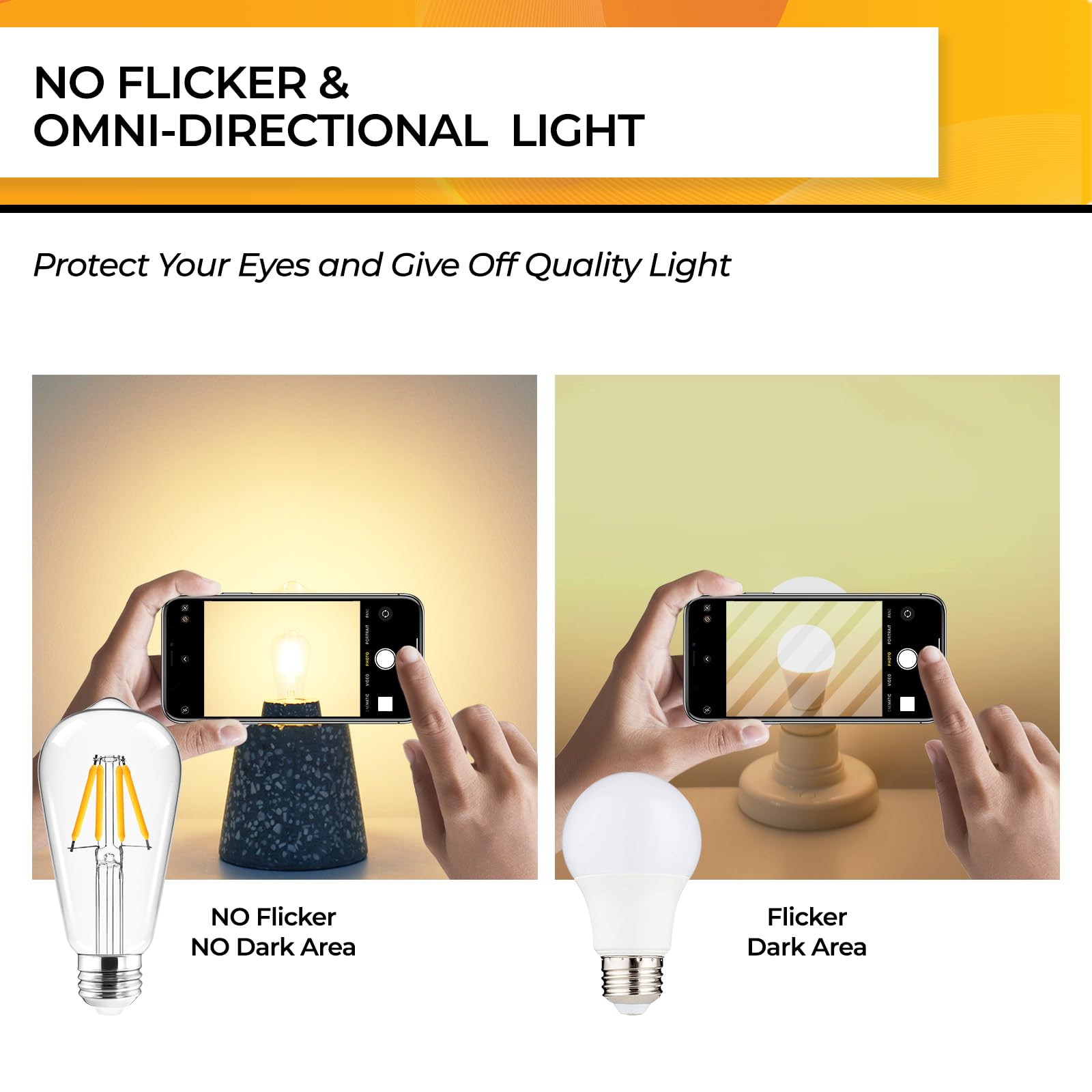 Hizashi Edison bulb with E26 base fits most fixtures for easy replacement.