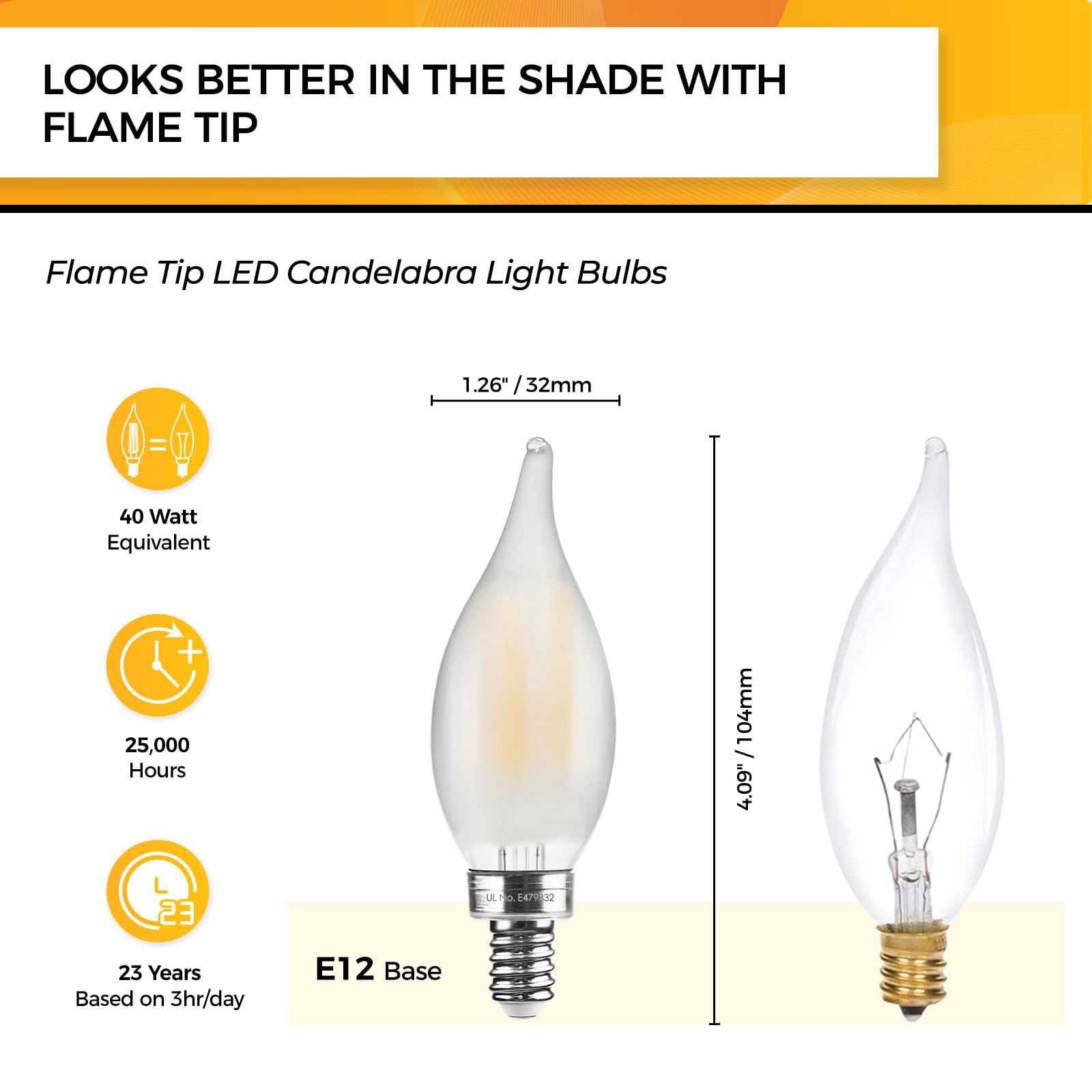 Hizashi flame tip LED bulb adds vintage glow to chandeliers