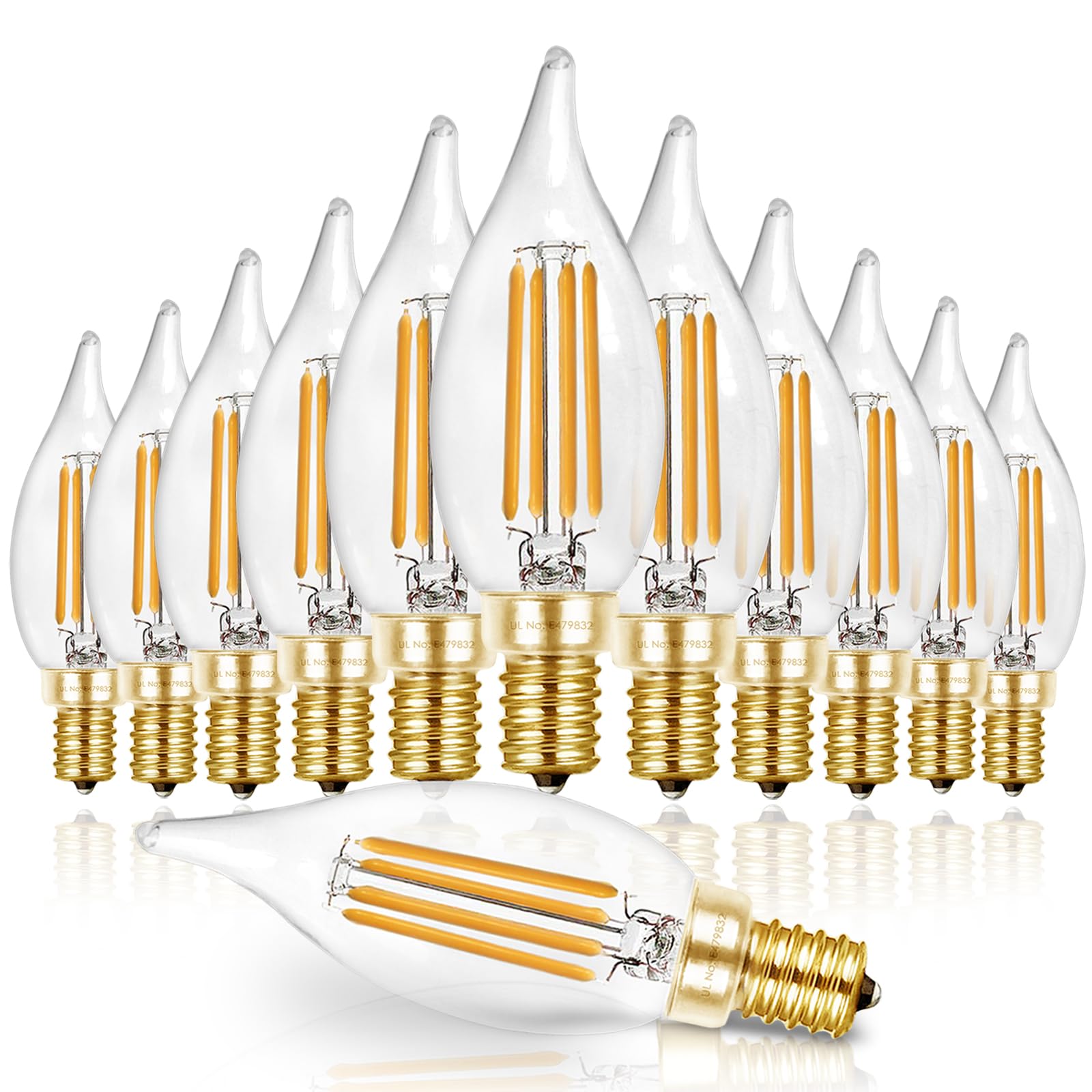 Hizashi LED candelabra bulb with 60W-equivalent brightness for living rooms.