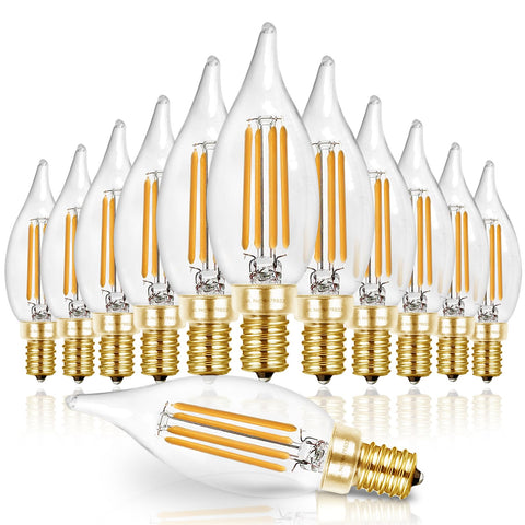 Hizashi LED candelabra bulb with 60W-equivalent brightness for living rooms.
