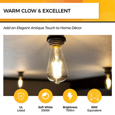 Hizashi Edison bulb with E26 base fits many fixtures.