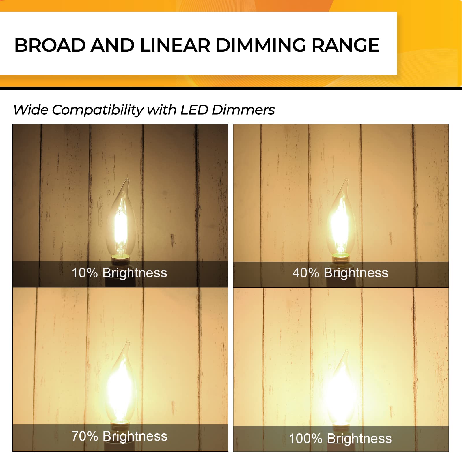 Hizashi UL-listed LED candle bulbs in a 12-pack for safety and savings.