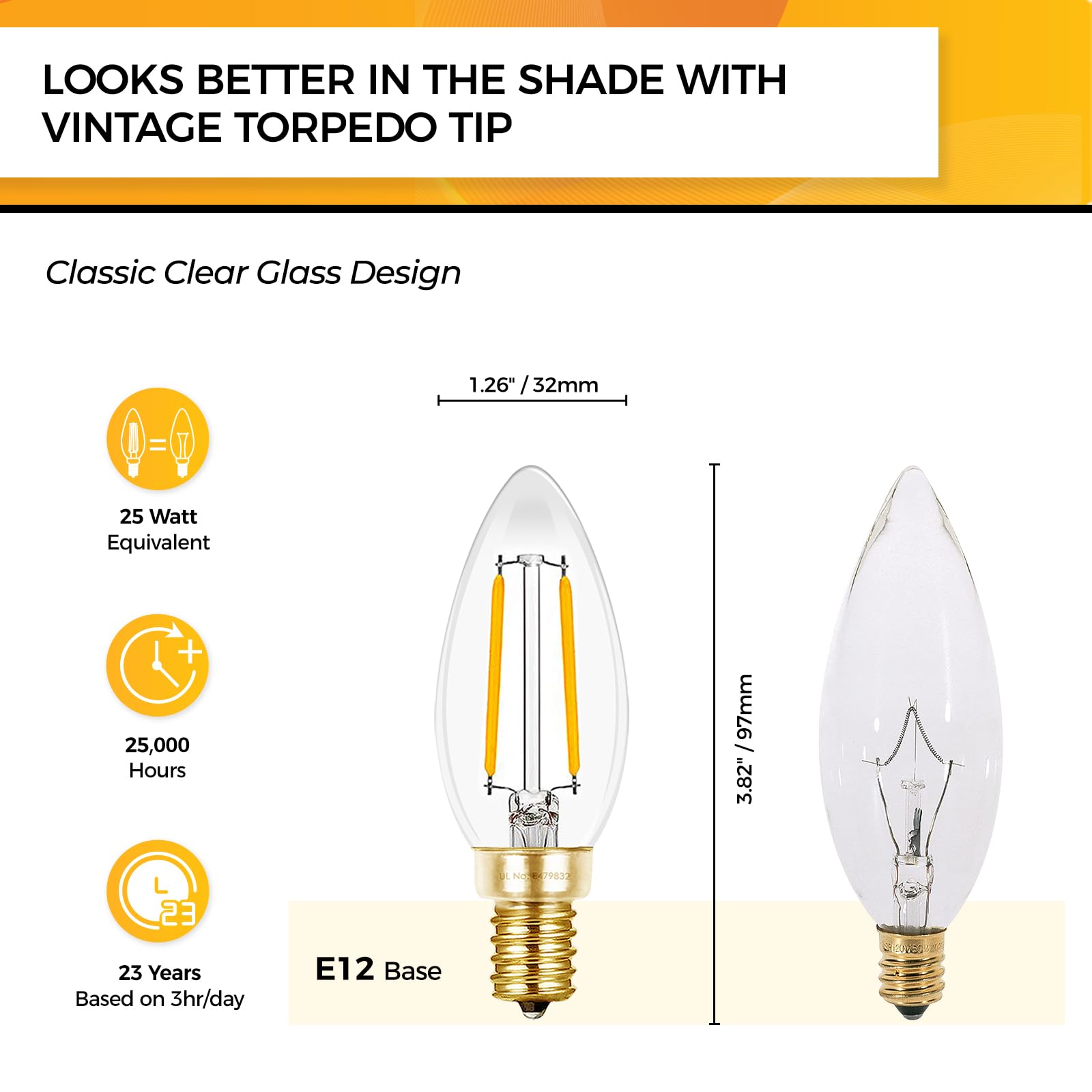 Hizashi warm white 2700K candle bulbs lit in chandelier for cozy ambiance