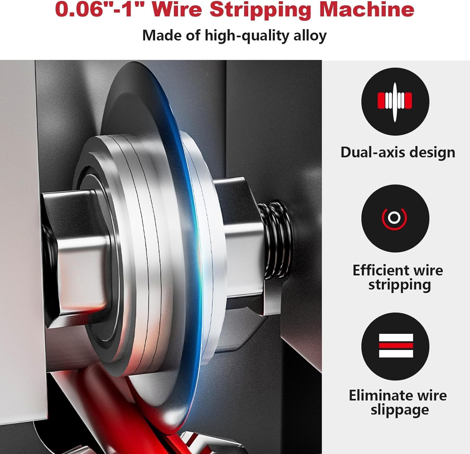 Hizmivos wire stripper machine side view highlighting compact portable design