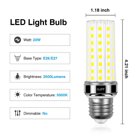 HJFF LED corn bulb 6000K daylight ideal for workshops and garages.