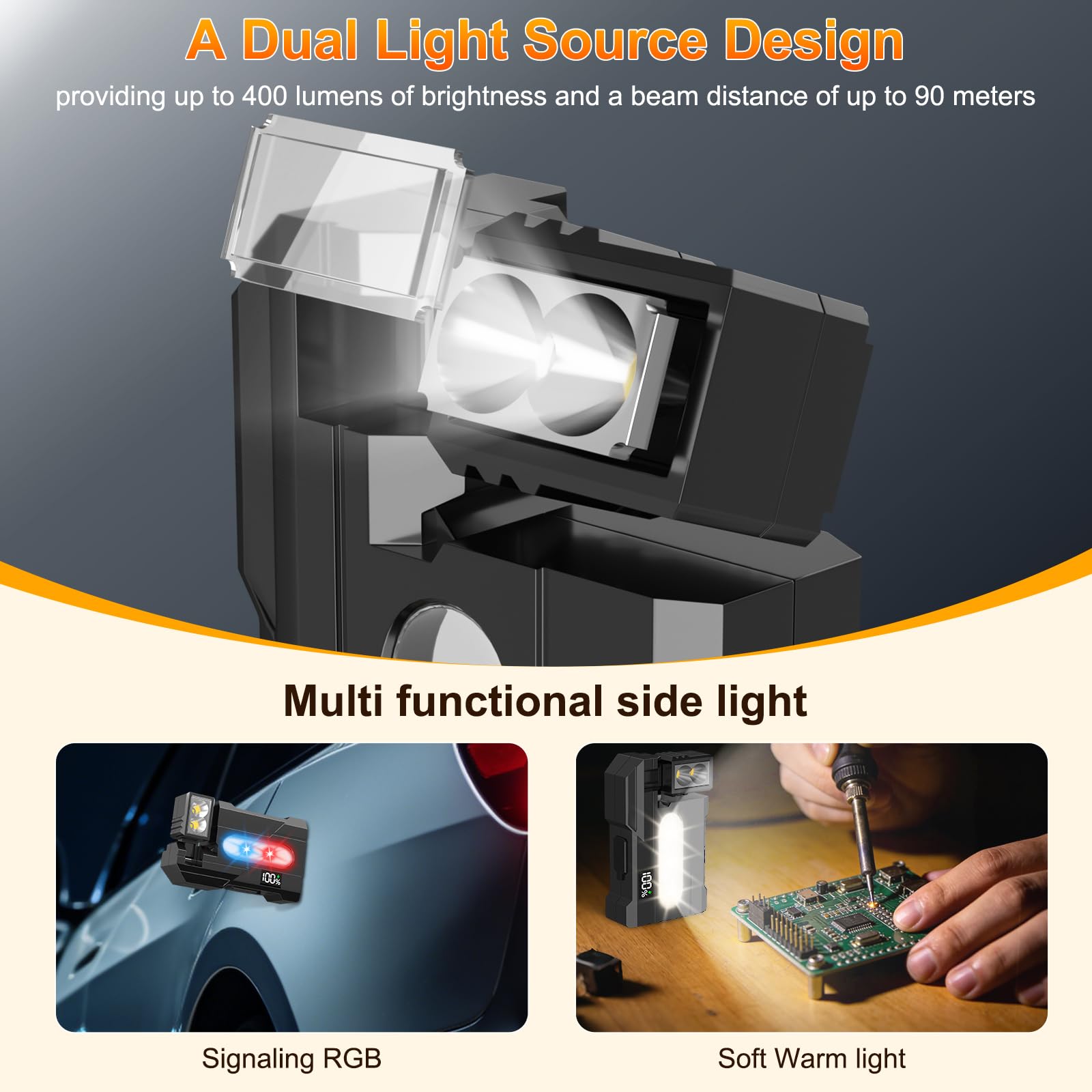 HJKLIUT G5 flashlight intelligent battery display for monitoring level