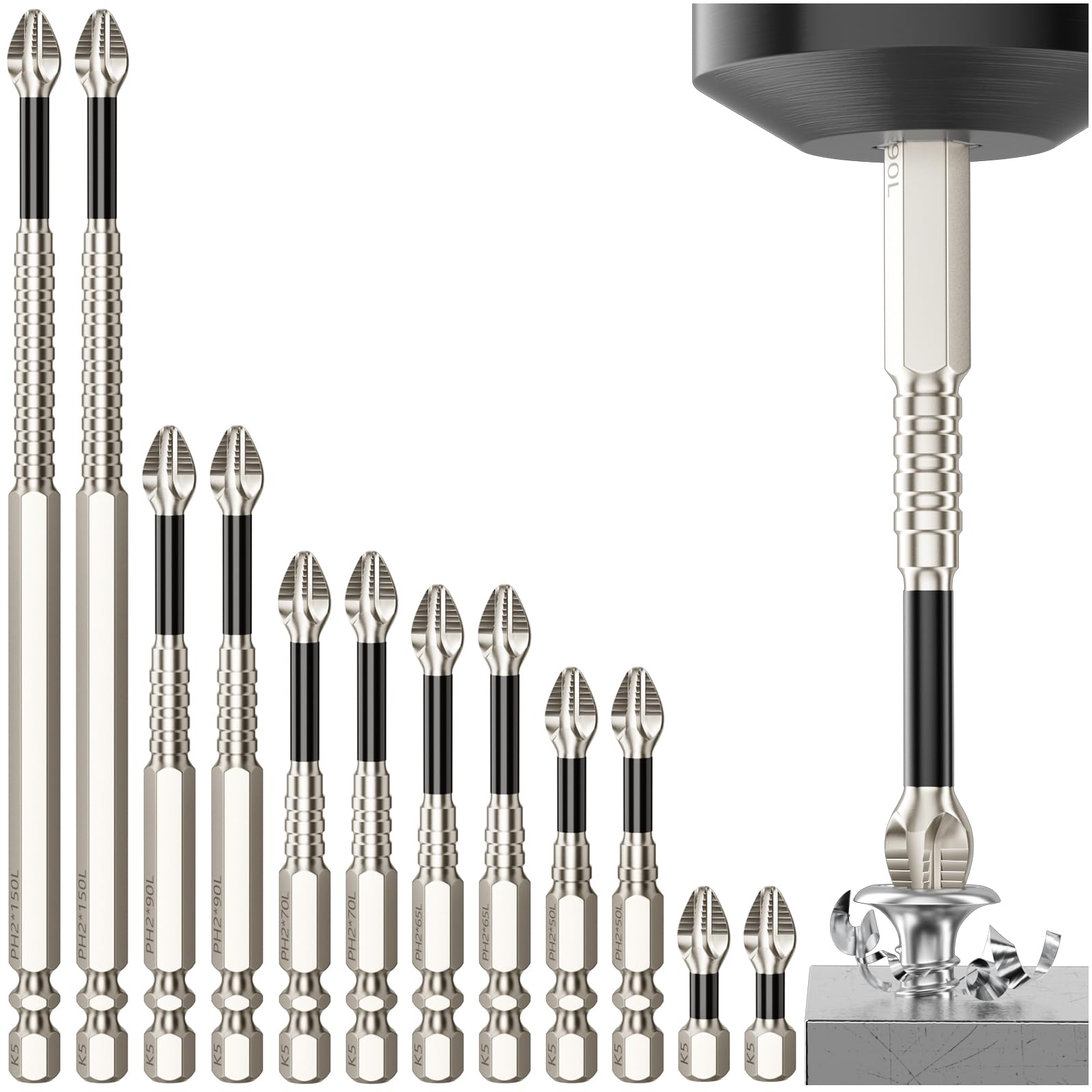HJKLIUT high magnetic screwdriver drill bit set securely holds screws for efficient fastening