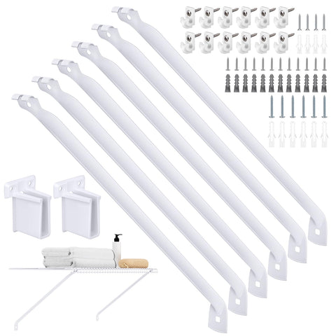 HK 6-pack 12in wire shelf brackets in white support 12-inch shelves in closets.