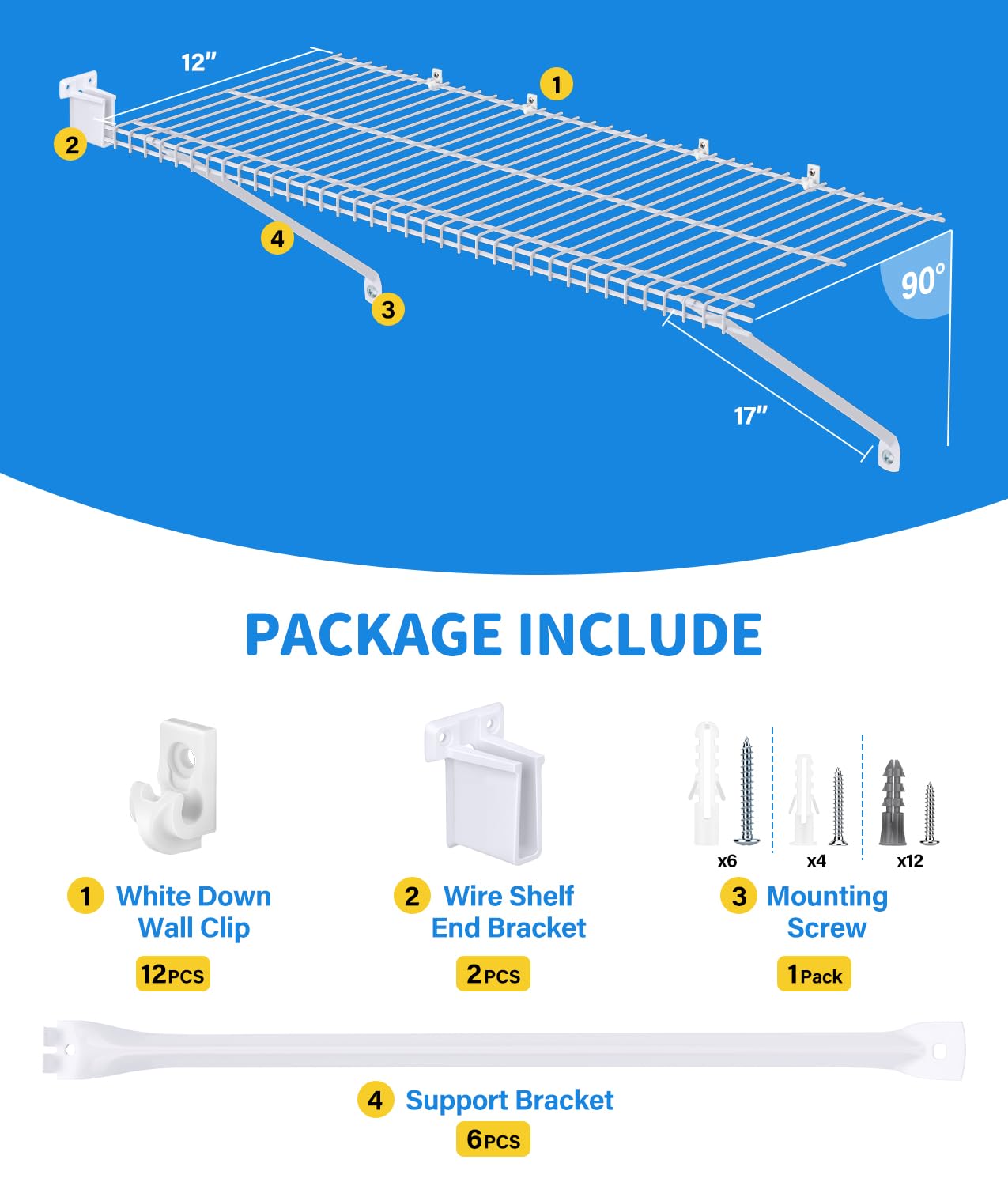 HK wire shelf clips secure shelves quickly for stable installations.