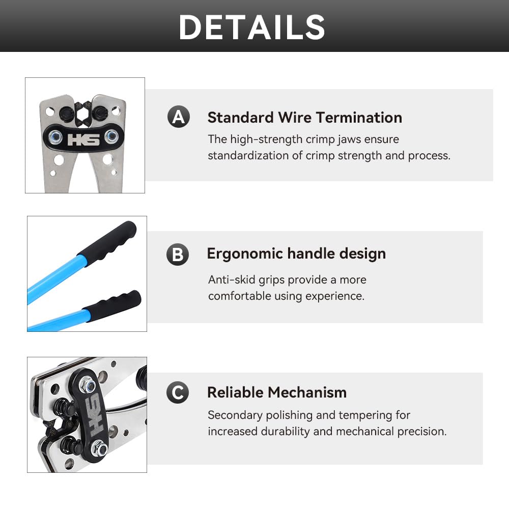 HKS battery cable lug crimping tool kit for secure connections